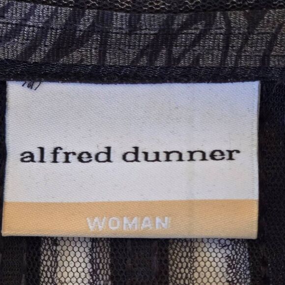 Alfred Dunner Womens Sheer Striped Long Sleeve Button Down Blouse Black Size 20W - Picture 5 of 12